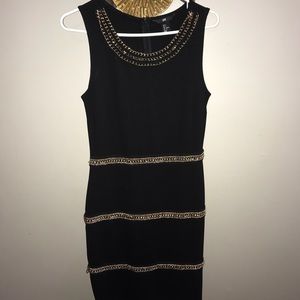 H & M Black Gold Chain Short Mini Dress Size small
